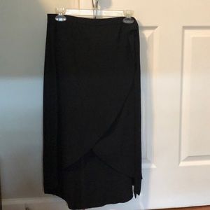 Tobi Black High Low Wrap Midi Skirt